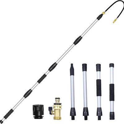 Telescopic gutter cleaning pole with jet